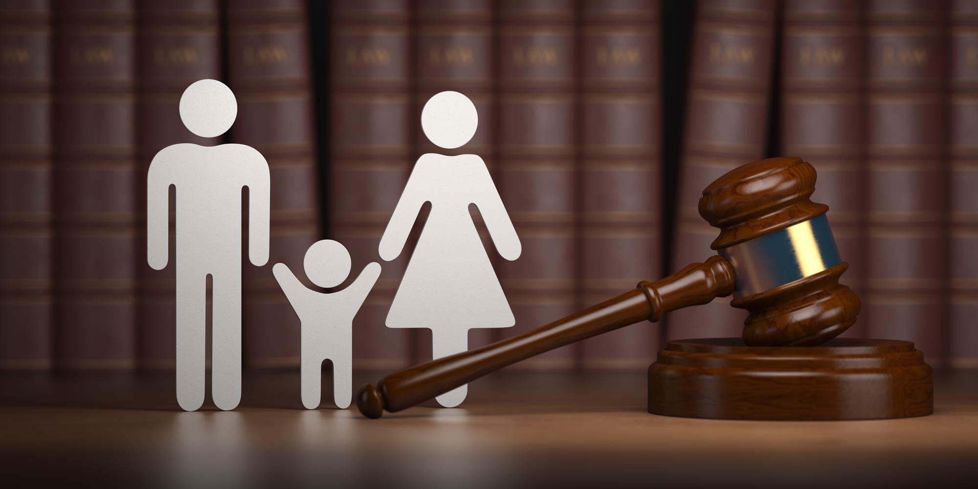 Familie und Richterhammer - Grafik Familienrecht